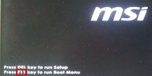 MSI， 按 F11 進入 Boot Menu